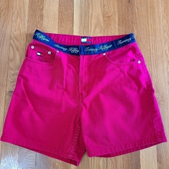 Tommy Hilfiger Pants - Vintage Y2K Tommy Hilfiger Women's 30" Waist Red Burgundy Shorts Blue Spell Out
